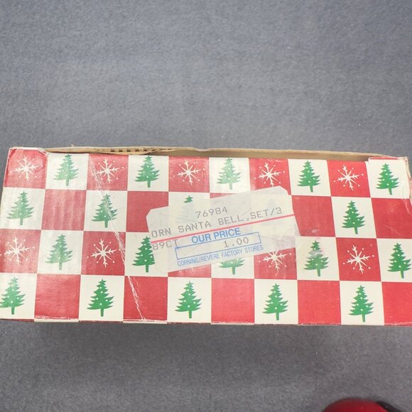 Vintage 3Pc Holiday Collection Santa Bell Ornaments Box Christmas Tree Lantern - Picture 6 of 6